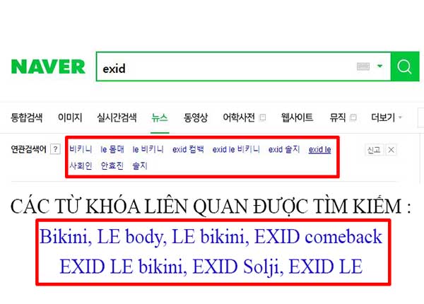 Không thể tin từ khóa EXID trên Naver lại toàn là về LE Bikini